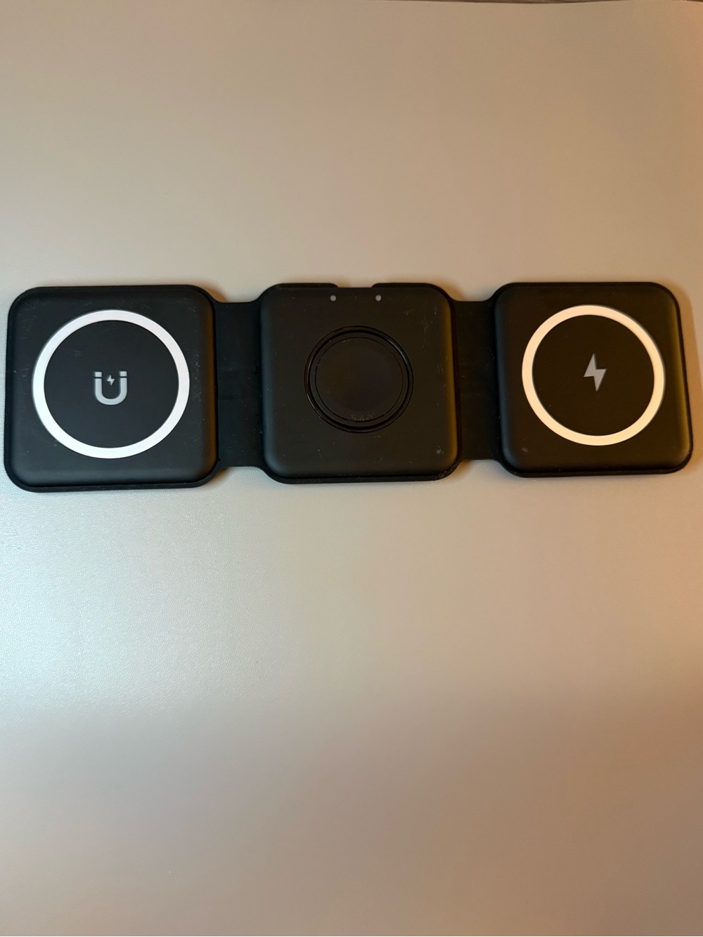 3-in-1 Foldable Wireless Charging Station Black MagSafe Watch Earbuds